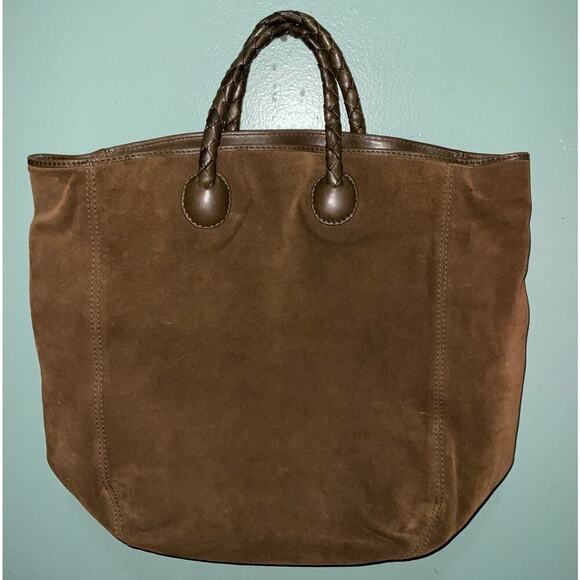 Bottega Veneta Intrecciato Large Top Handle Bag Vintage Brown Suede - Picture 1 of 15